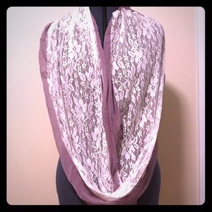 Lilac and lace infinity scarf.